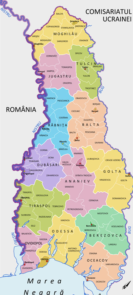 Карта губернаторства Транснистрия.
