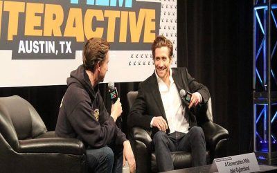 Jake Gyllenhaal being interviewed on stage