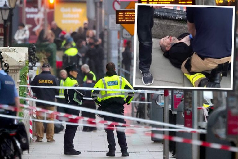 Scene photo of Parnell Square attack with Riad Bouchaker inset